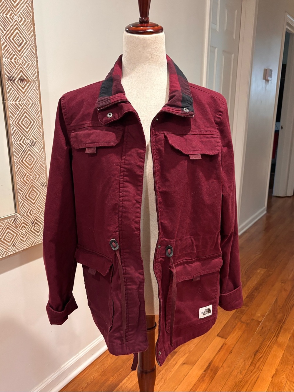 The North Face Women’s Burgundy Plaid Lined Utility Jacket Medium